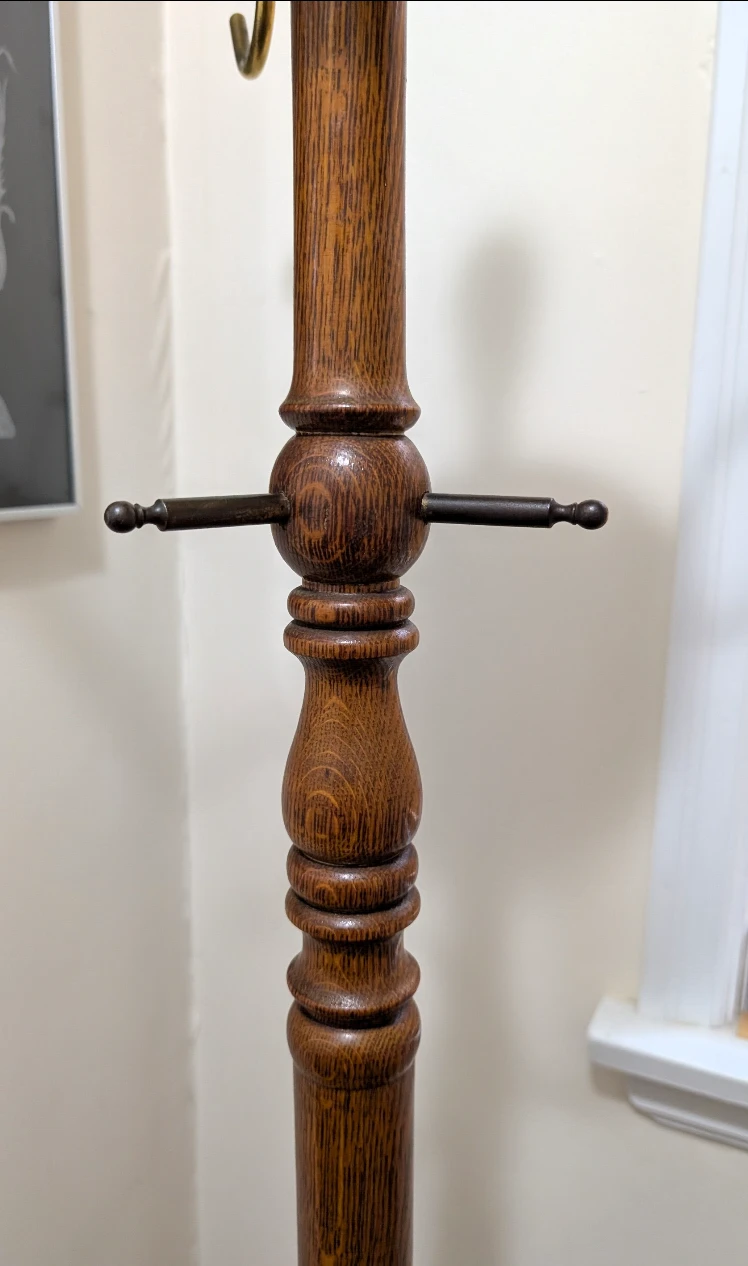 Oat Hall Tree Coat Rack Brass Hooks and Hoof Carved Feet - photo 4