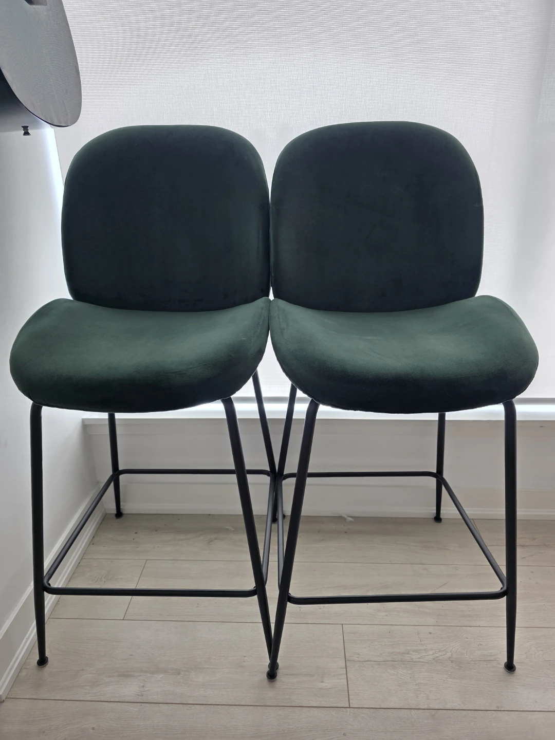 Dark Green Velvet Bar Stool - Set of 2 - photo 2