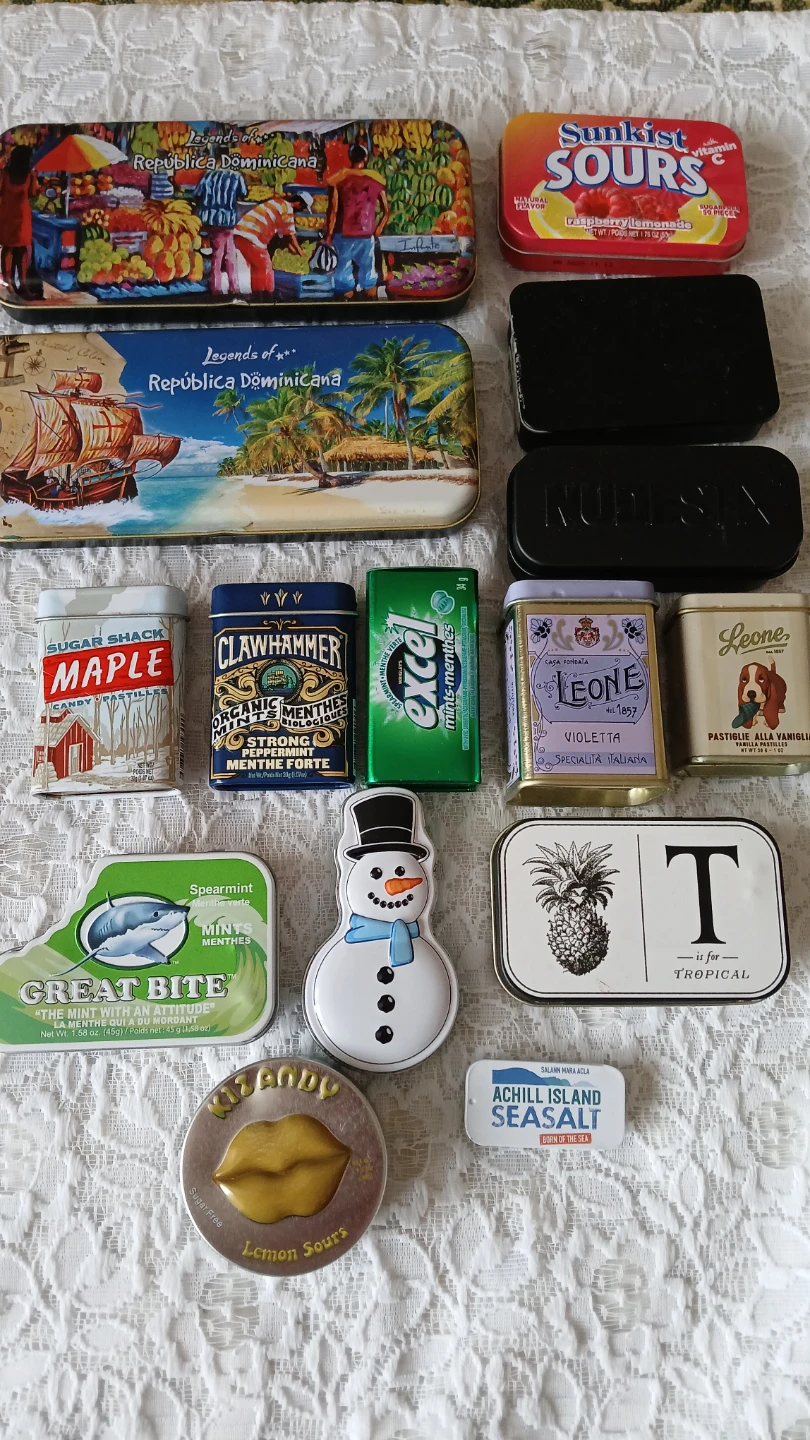 Collection of 15 small tins for $5.00