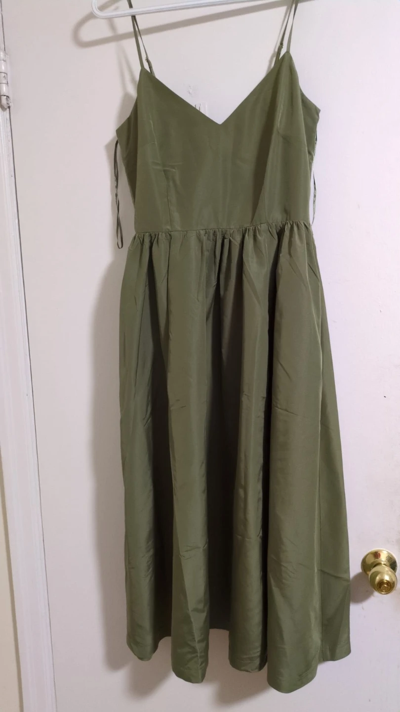 Olive Green Spaghetti Strap Midi Dress-Old Navy