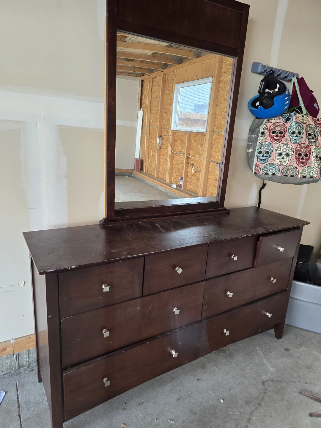 Dark Brown 8-Drawer Dresser with Mirror - photo 2