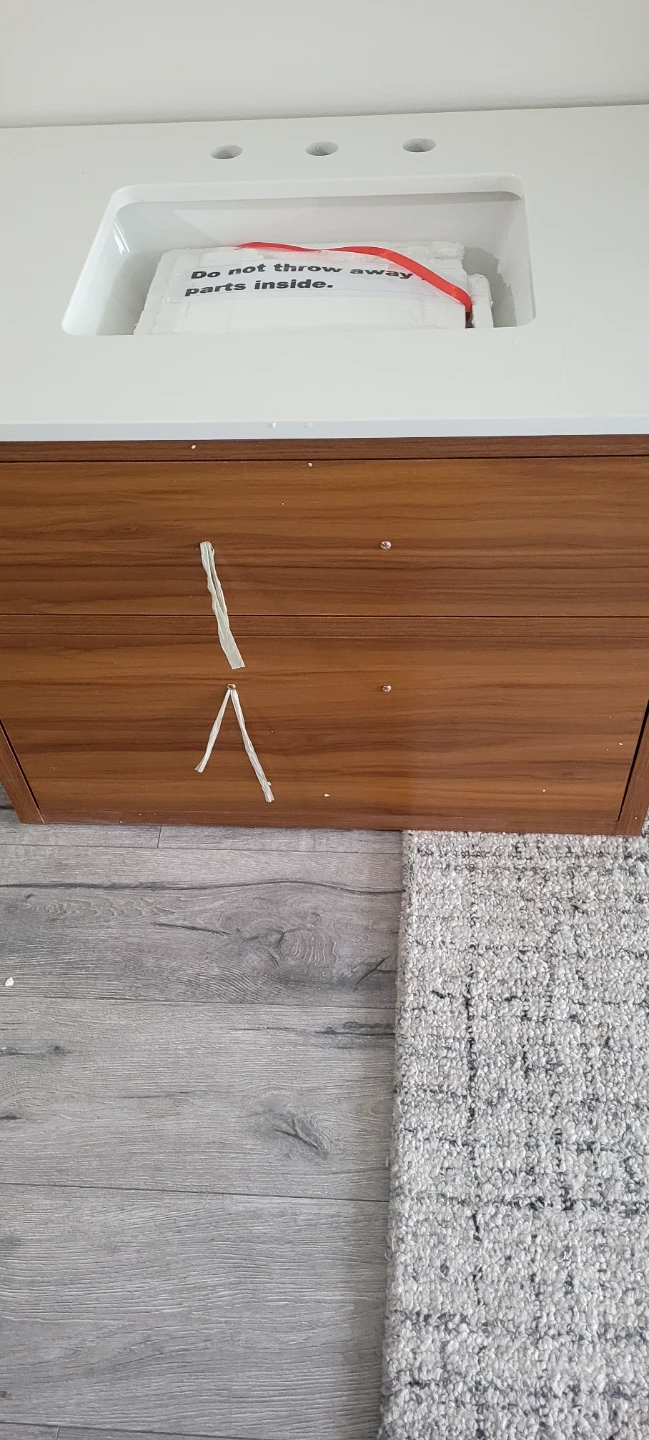 Mid-Century Modern Style 2-Drawer Bathroom Vanity with Faucet - photo 3