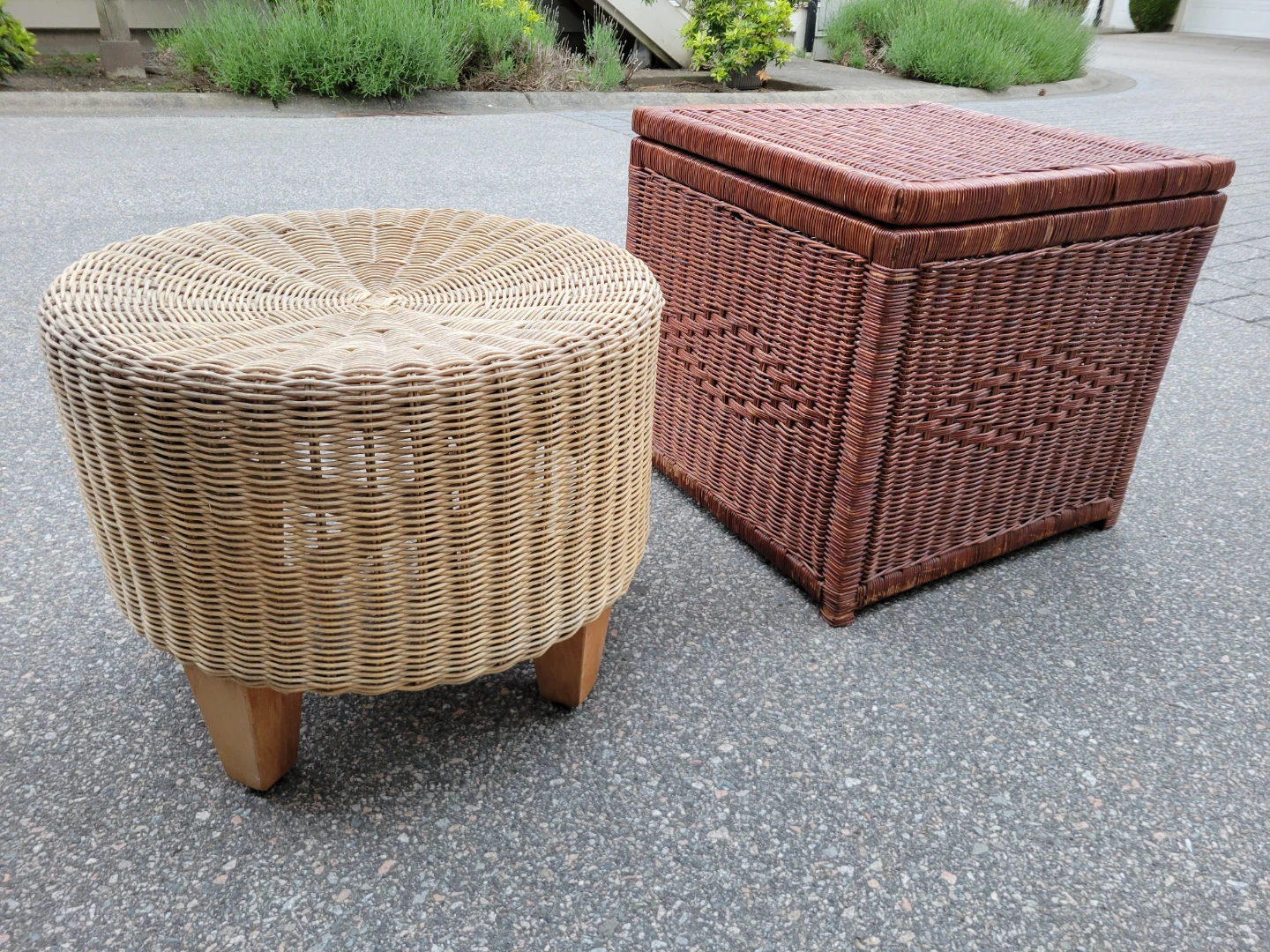 Vintage 90s IKEA Wicker Ottoman / Vintage Wicker Storage Trunk