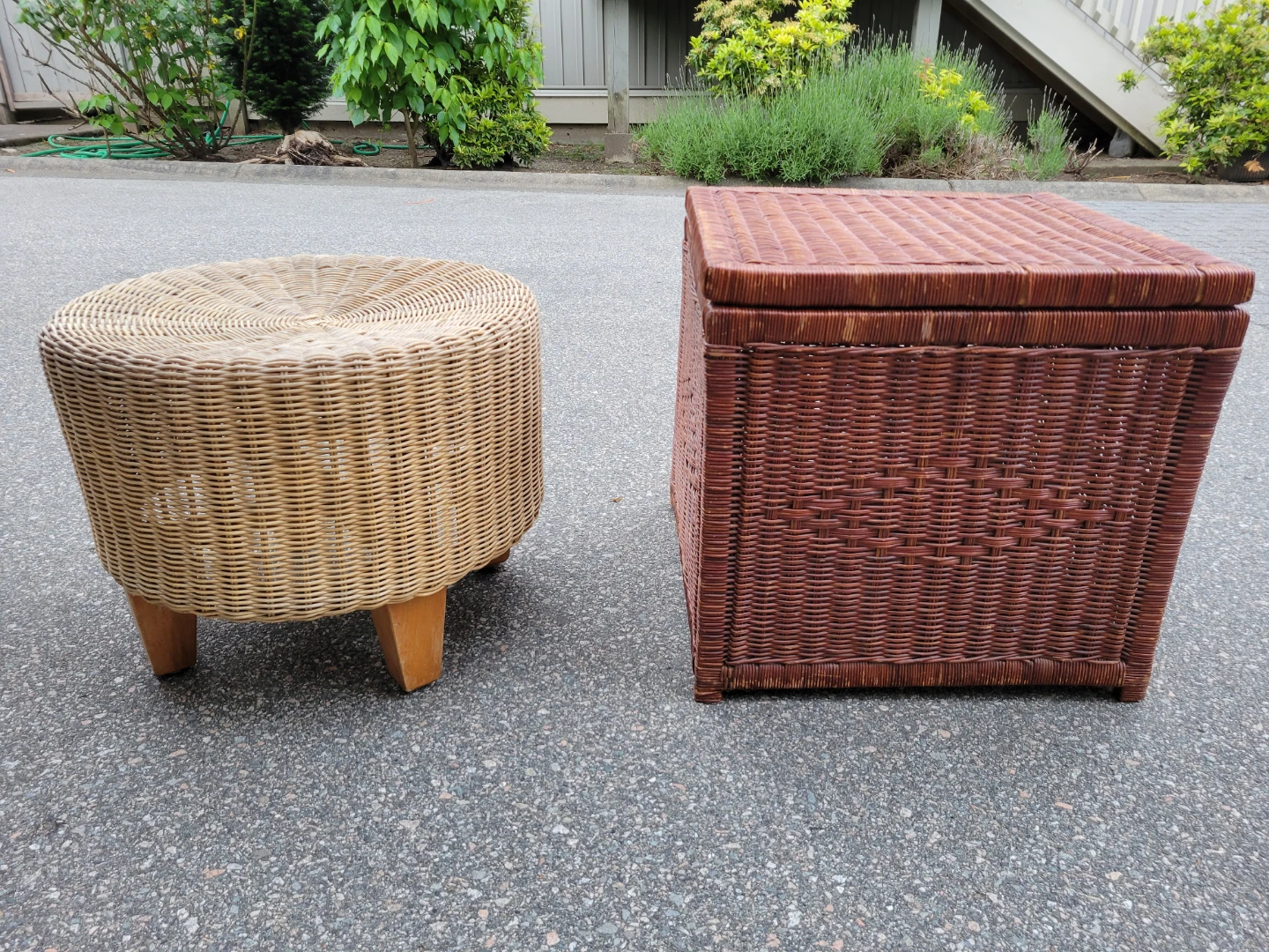 Vintage 90s IKEA Wicker Ottoman / Vintage Wicker Storage Trunk - photo 2