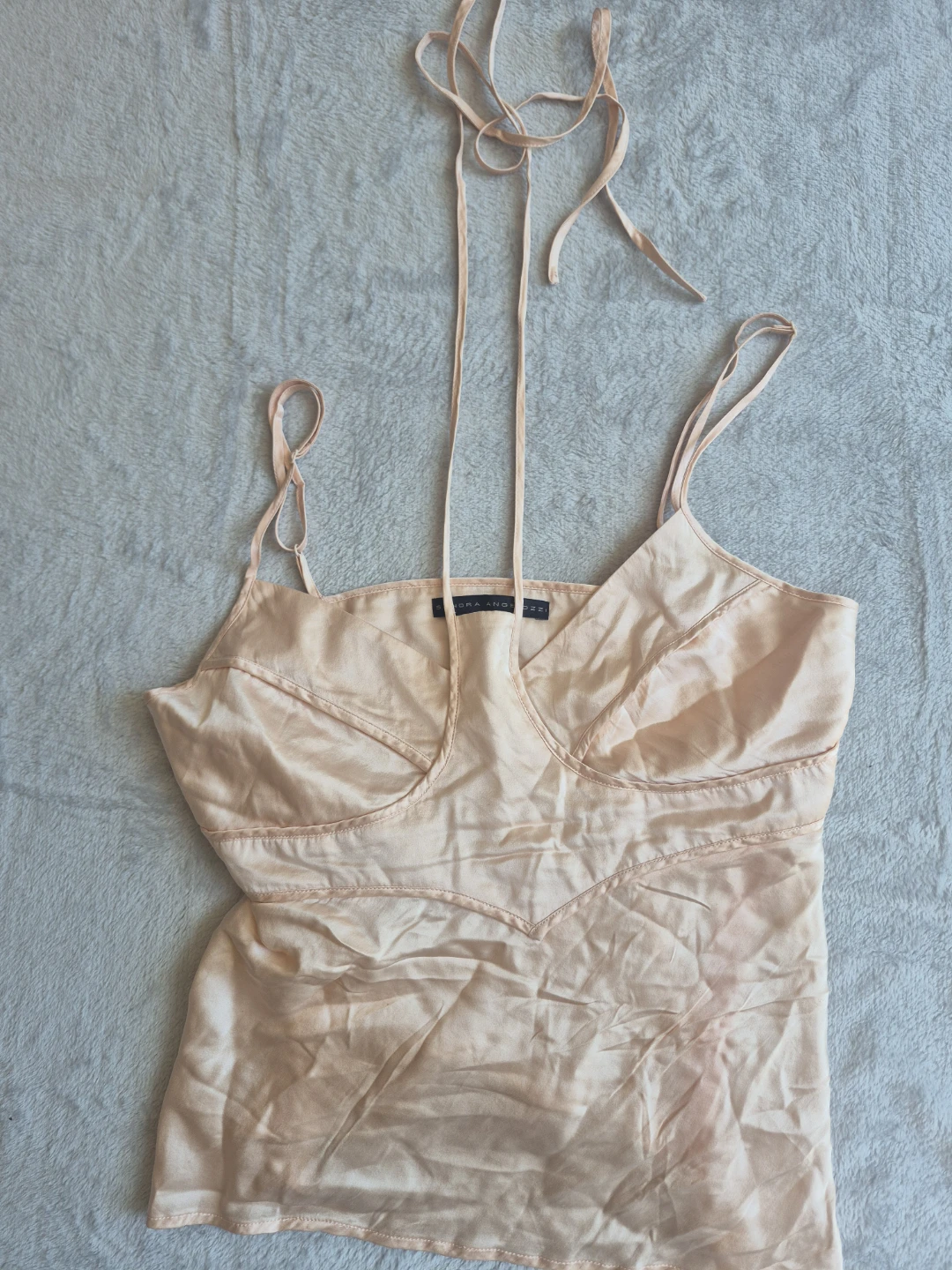 Sandra Angelozzi Peach Satin Camisole Top Size 38