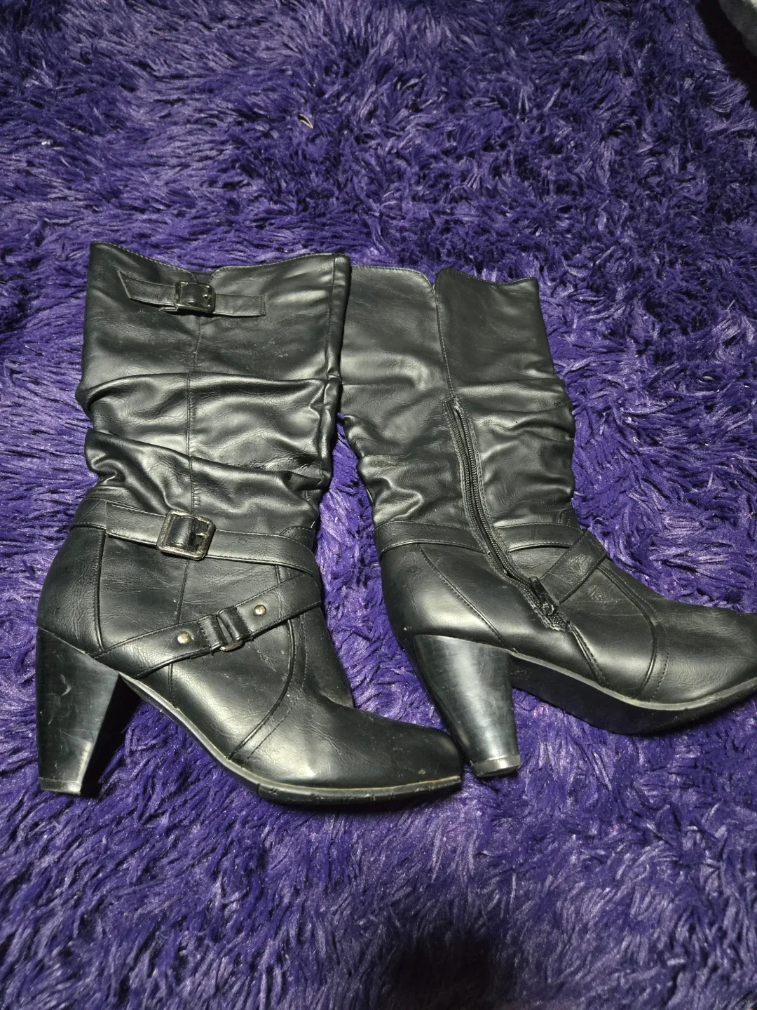 Black Heeled Slouch Boots