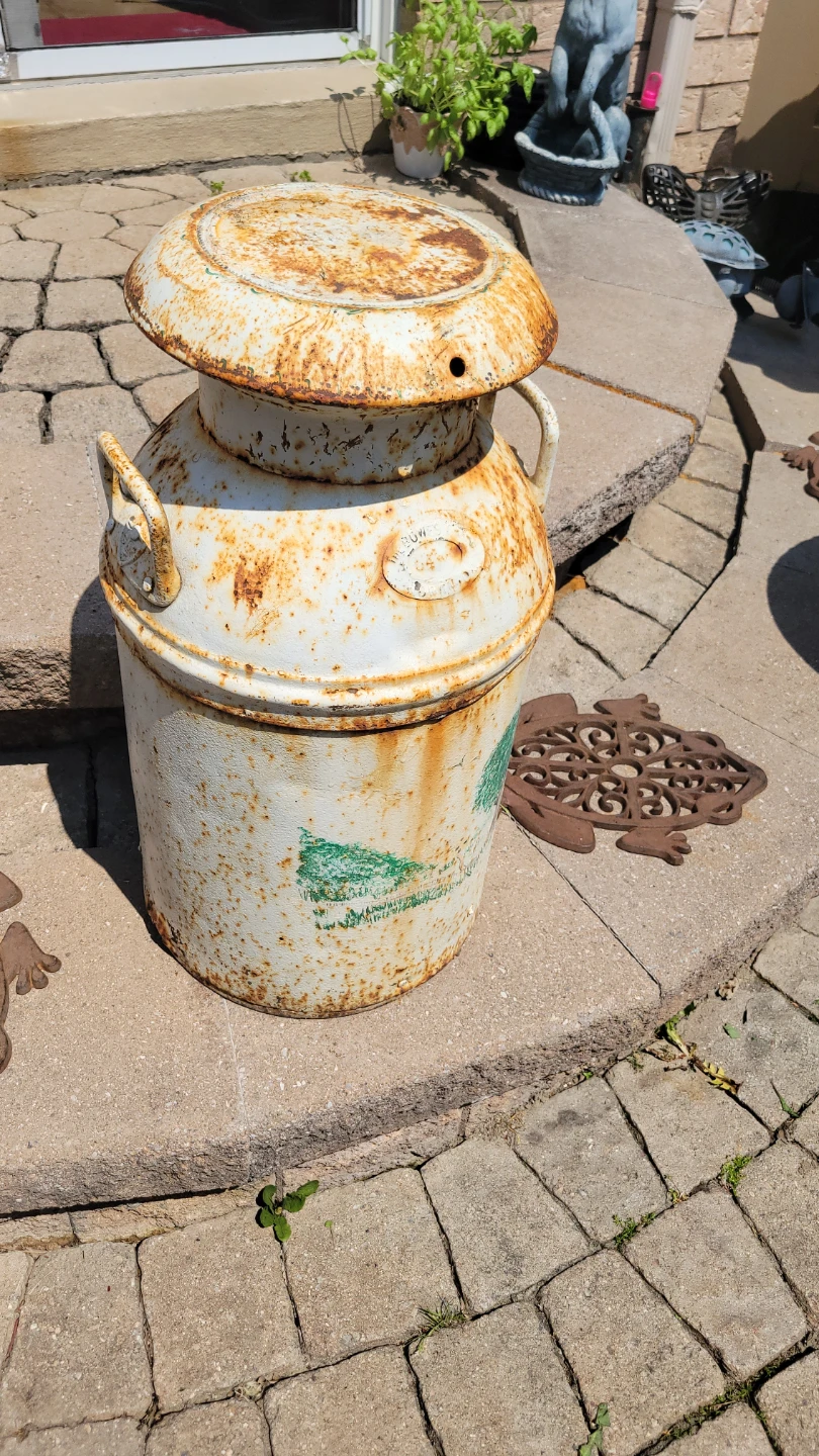 Vintage Metal Milk Can with Tree Decal - photo 2