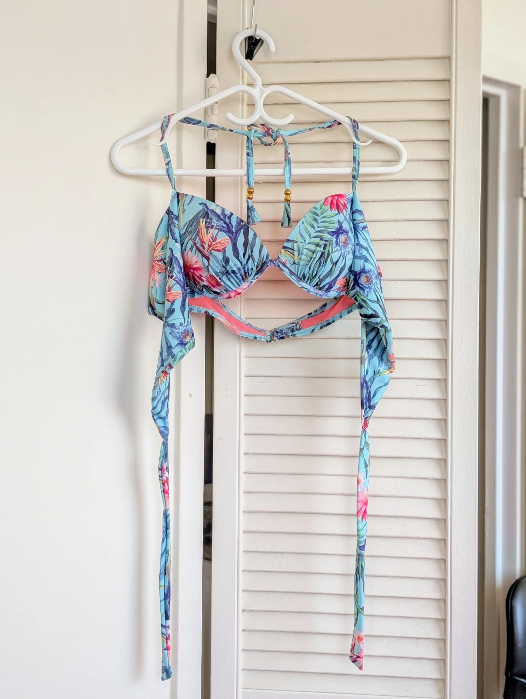 Teal Floral Bikini Top La Vie en Rose
