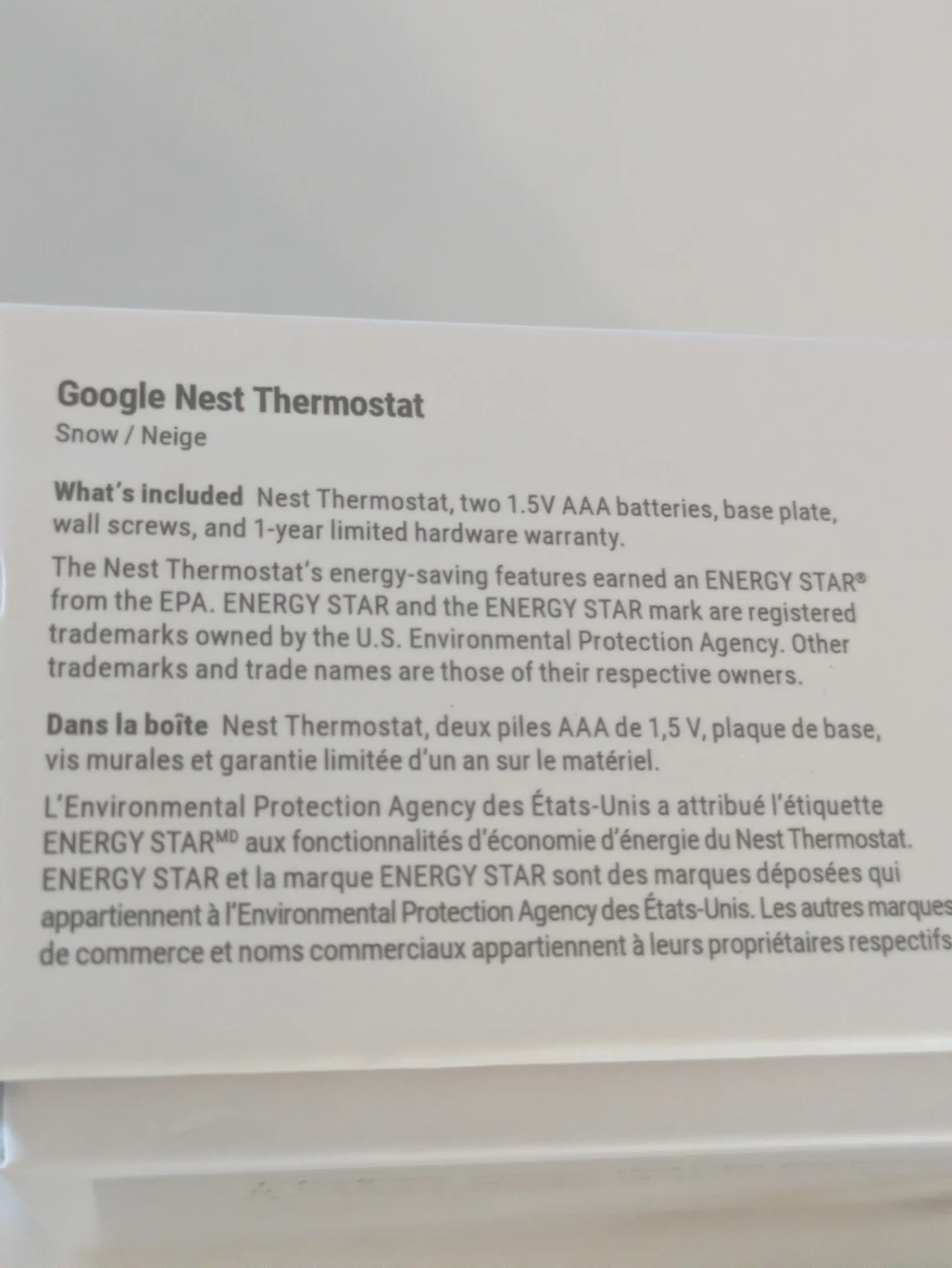 BNIB Google Nest Thermostat in Snow - photo 2