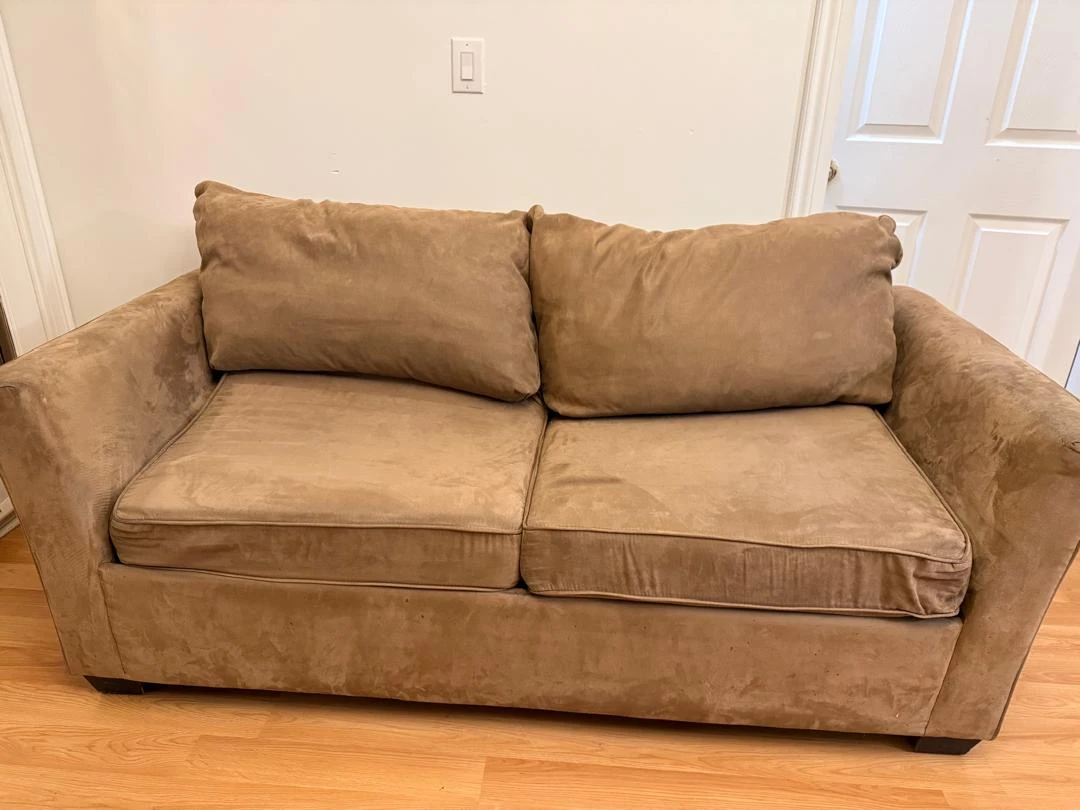 Brown Suede Loveseat Sofa Bed - photo 4