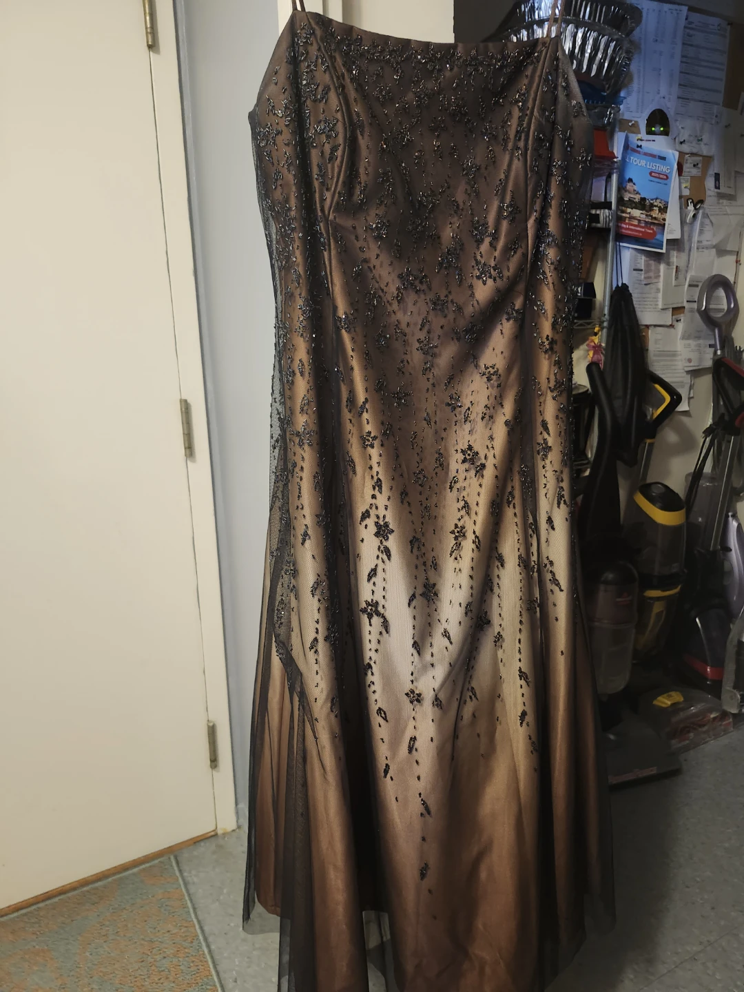 Brown Beaded Spaghetti Strap Formal Dress - photo 3