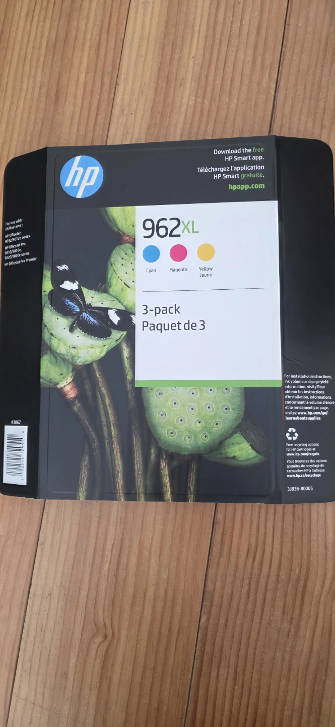 HP 962XL Ink Cartridges 3-Pack Cyan Magenta Yellow