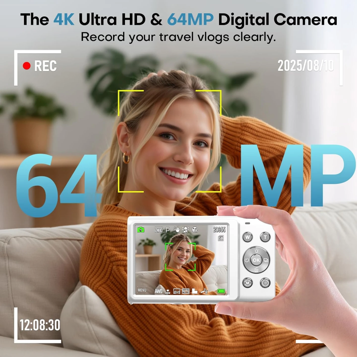 NEW 4K Digital Camera with Wide Angle Lens - White - photo 5