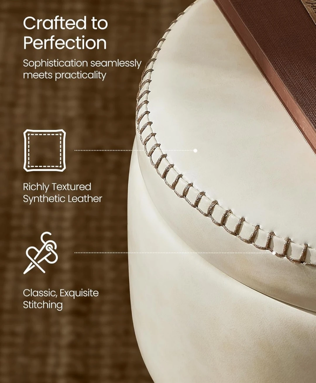 VASAGLE Storage Ottoman Stool Cream - photo 3