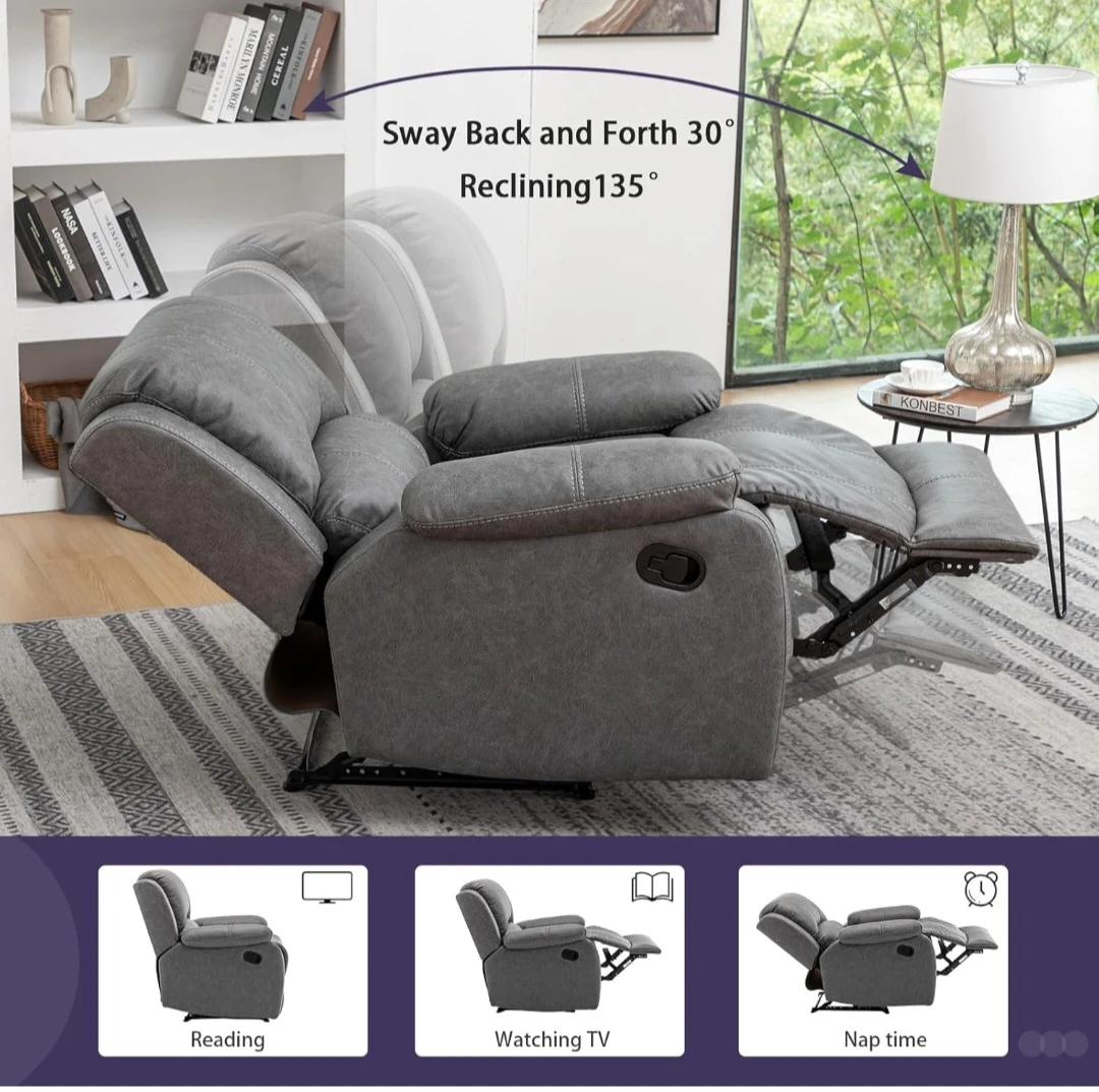 Grey Fabric Recliner Chair - photo 3