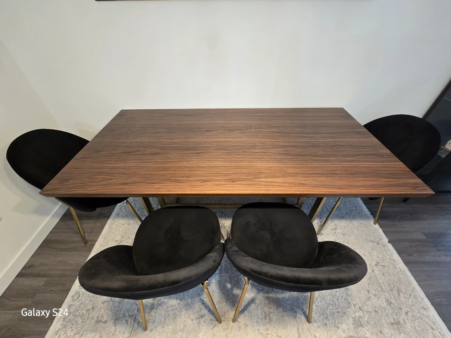 Modern Walnut Dining Table with Gold Legs - photo 3
