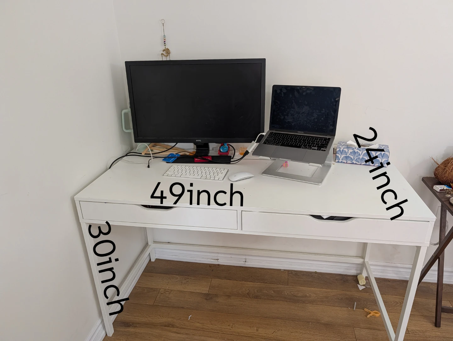Ikea White Work Desk with Drawers - photo 3