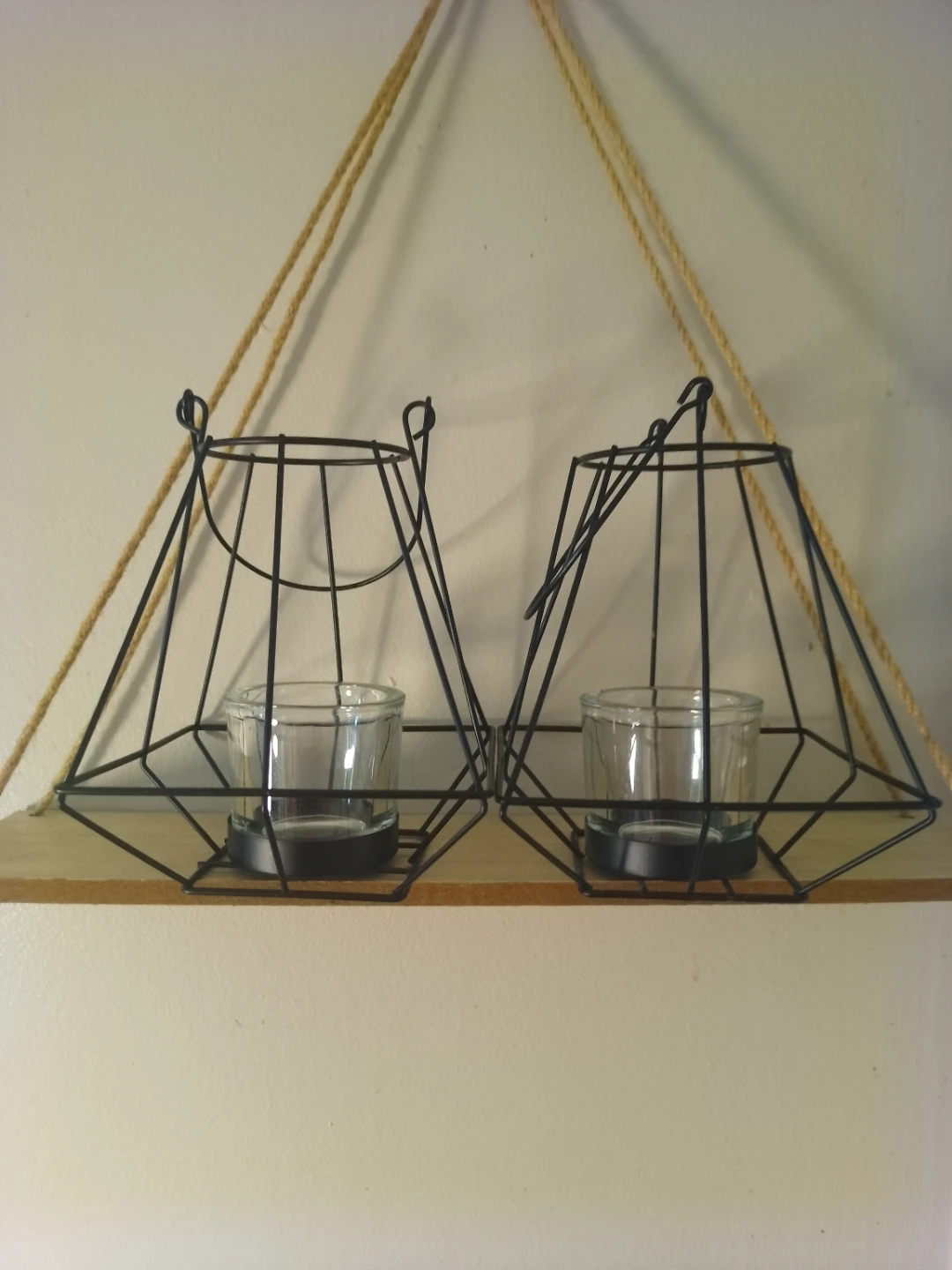 Set of 2 Geometric Wire Candle Holders