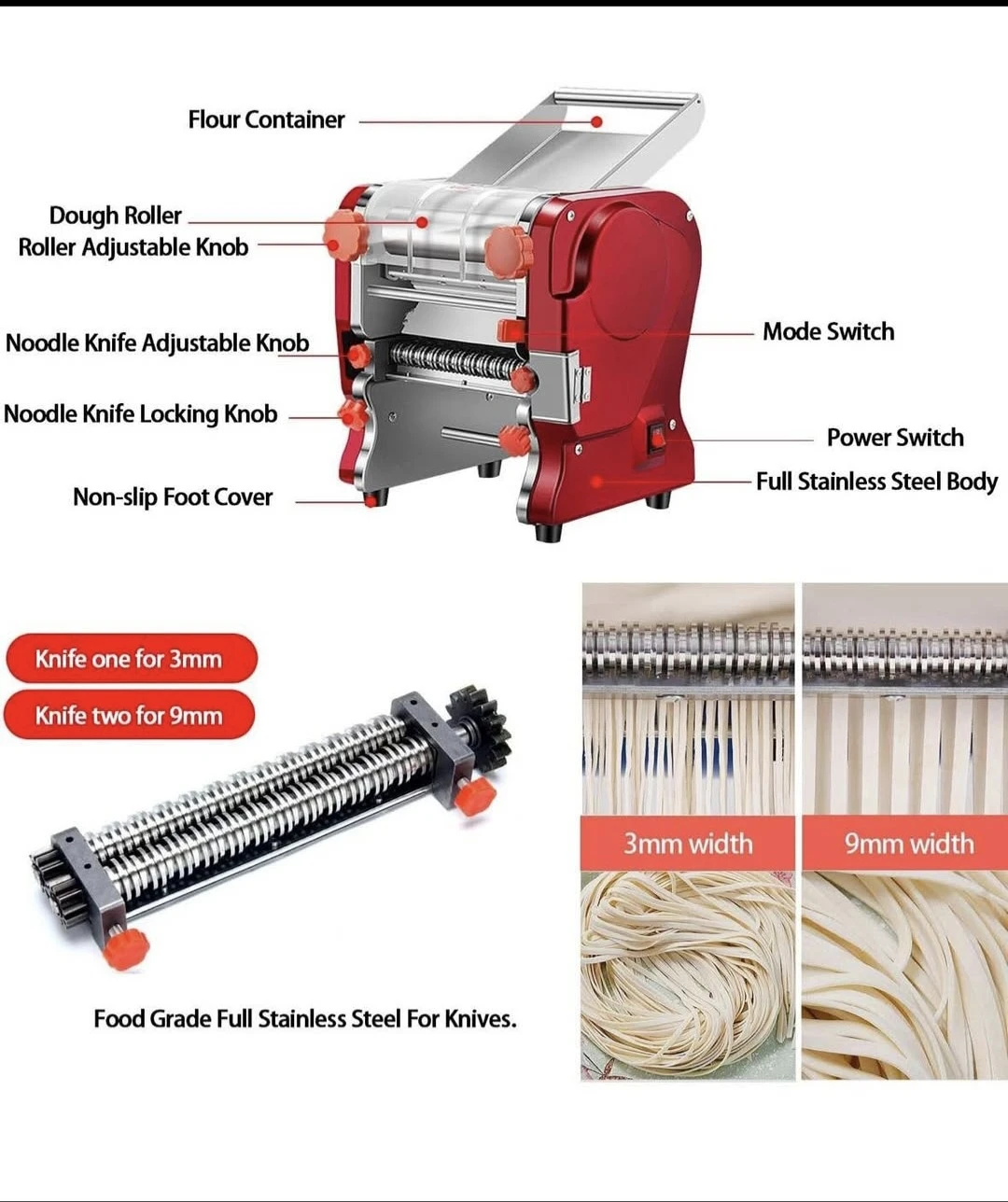 LEONEBEBE Electric Pasta Maker - Red - photo 3