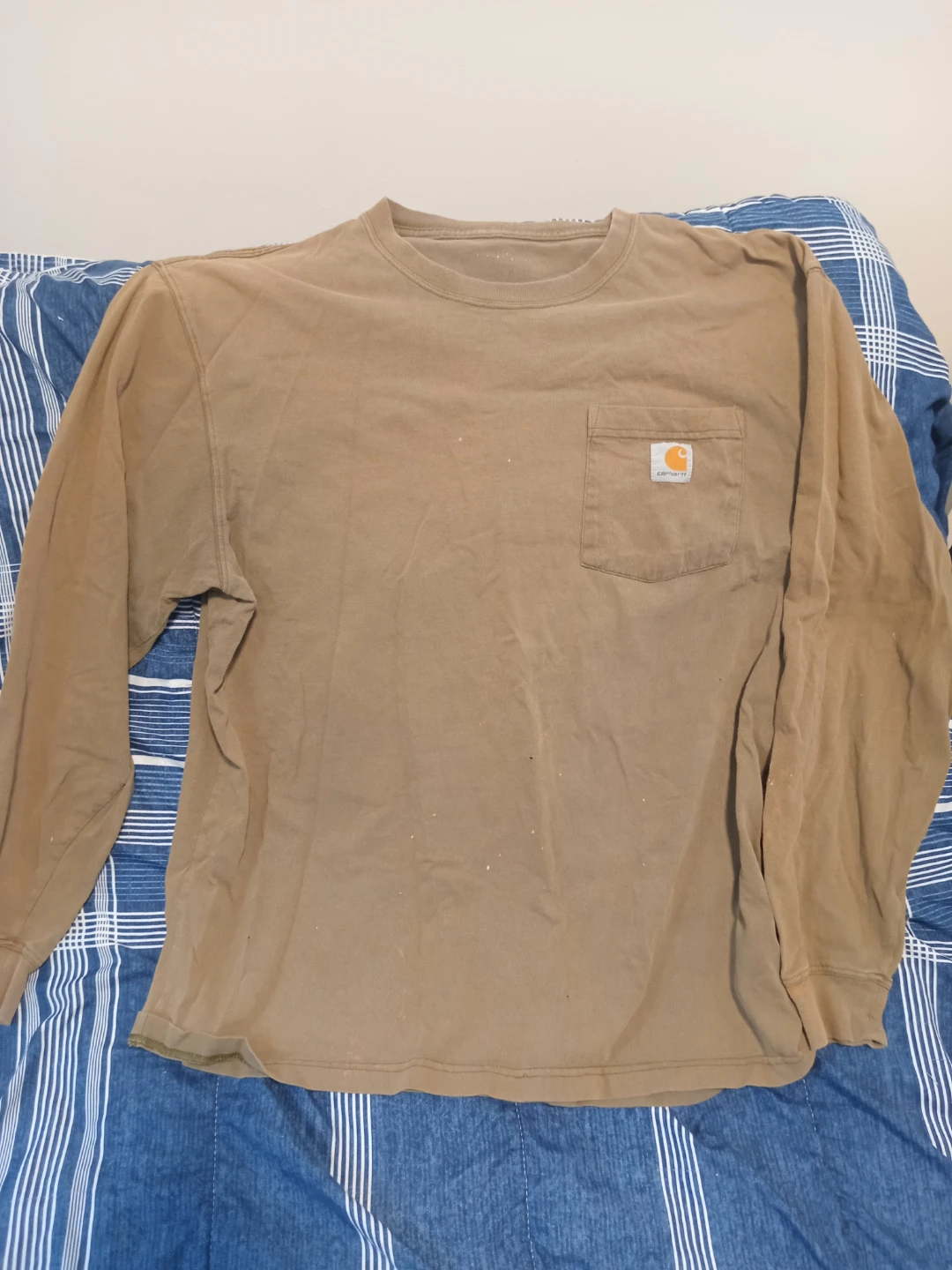 Long sleeve distressed olive green Carrhart shirt