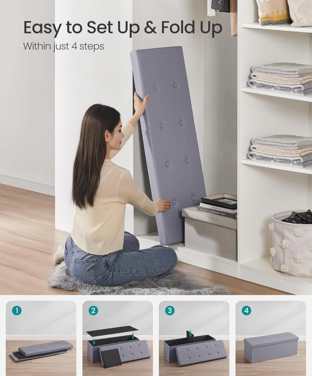 Songmics Storage Ottoman Bench - photo 4