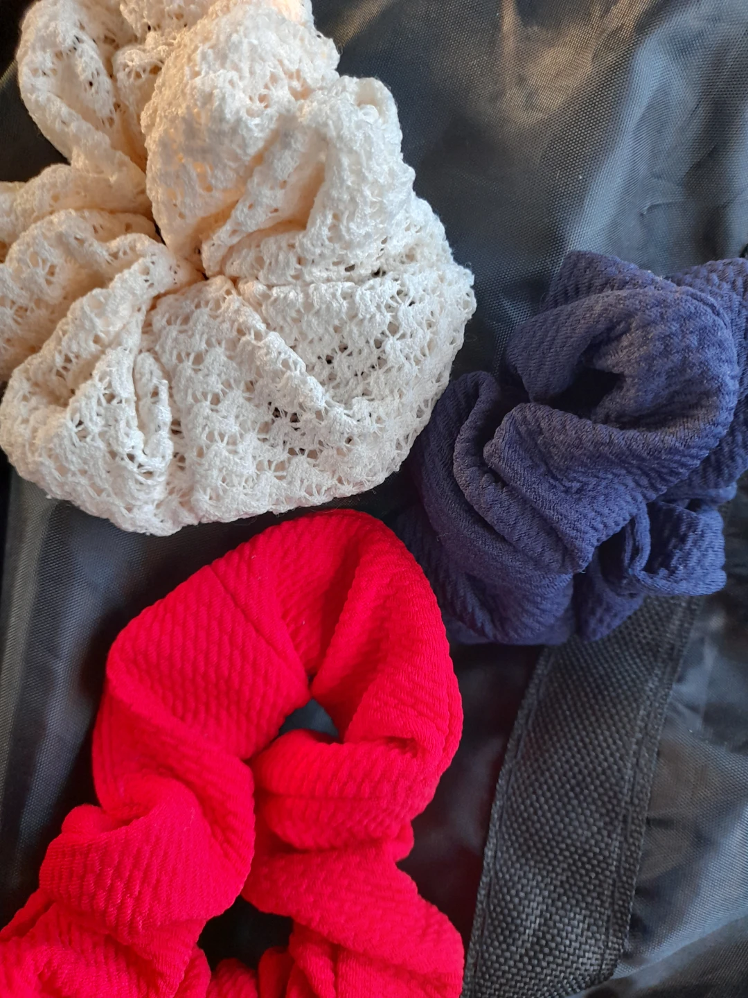 Set of 3 Scrunchies - Blue, Pink, White