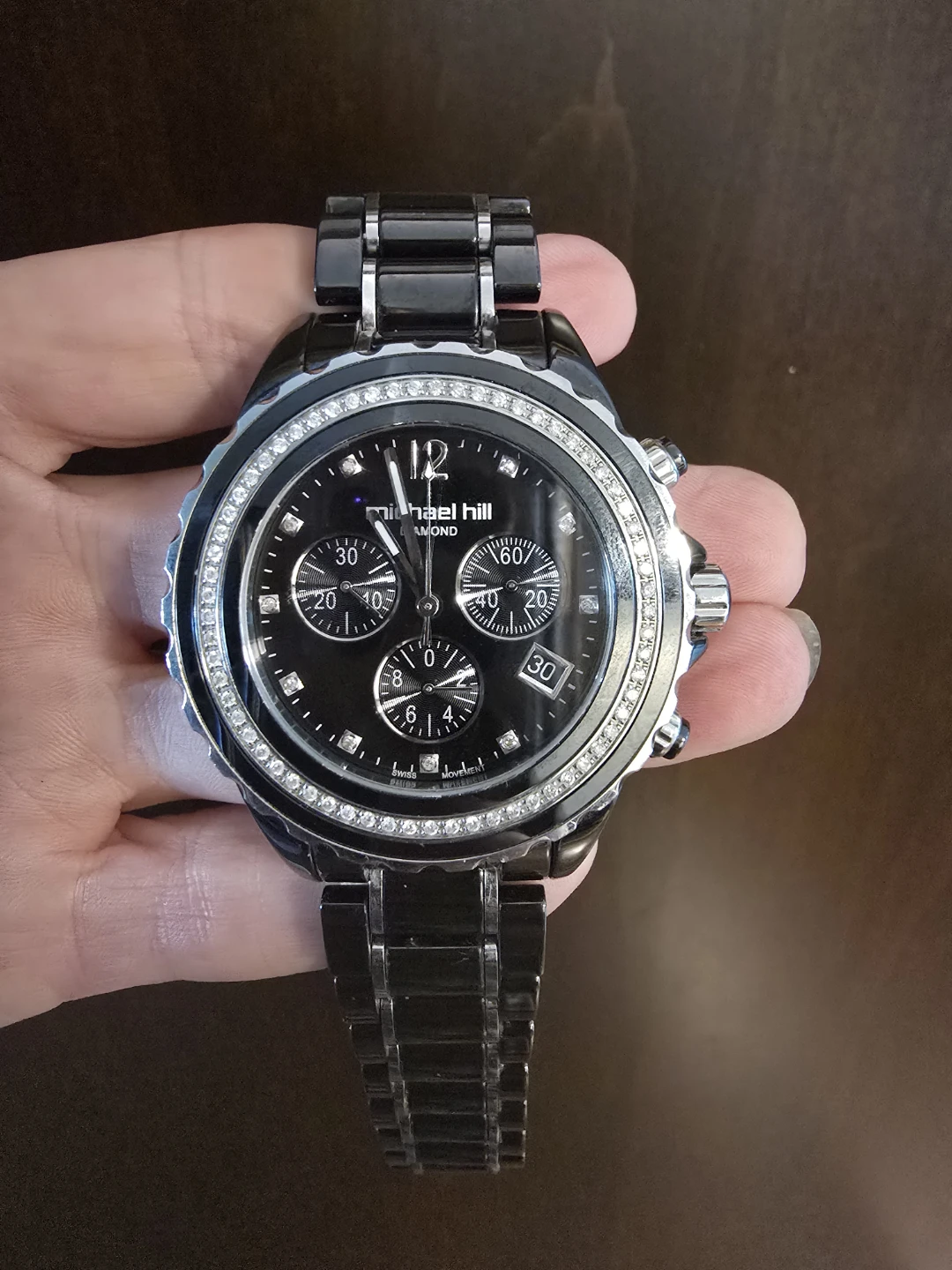 Michael Hill Diamond Watch - Black Ceramic & Stainless Steel