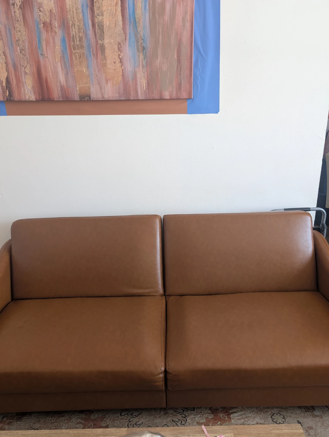 Brown Faux Leather Sofa - bed