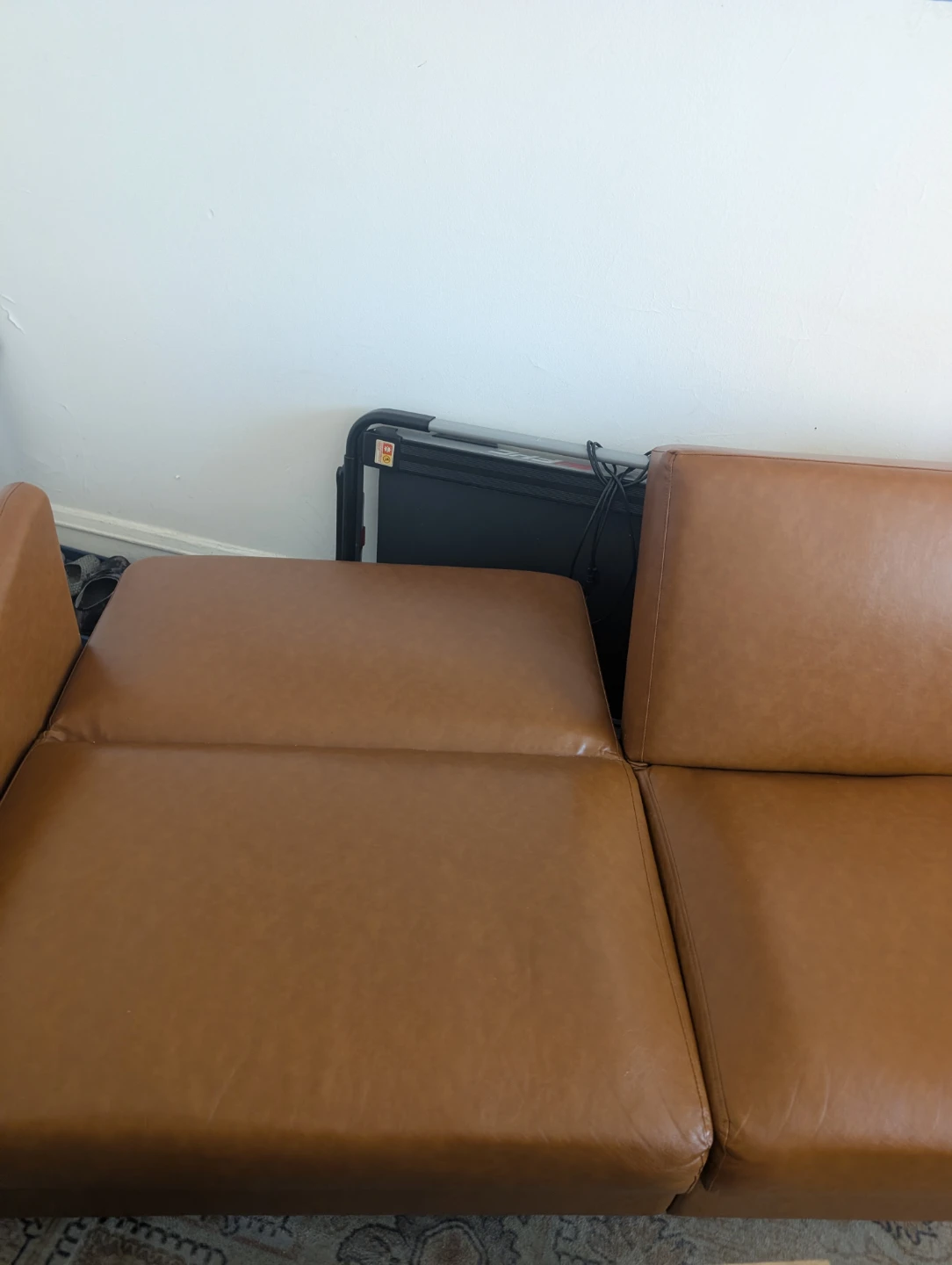 Brown Faux Leather Sofa - bed - photo 2
