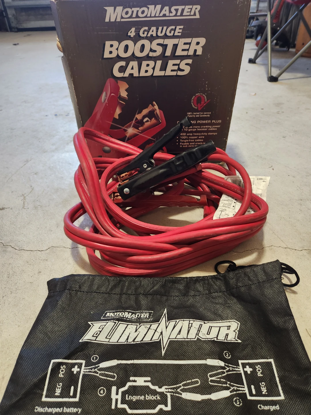 MotoMaster Eliminator 4 Gauge Booster Cables 400amp