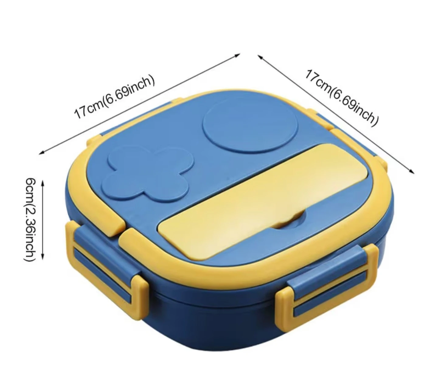 Blue Three Grid Stainless Steel Lunch Box with Spoon - photo 2