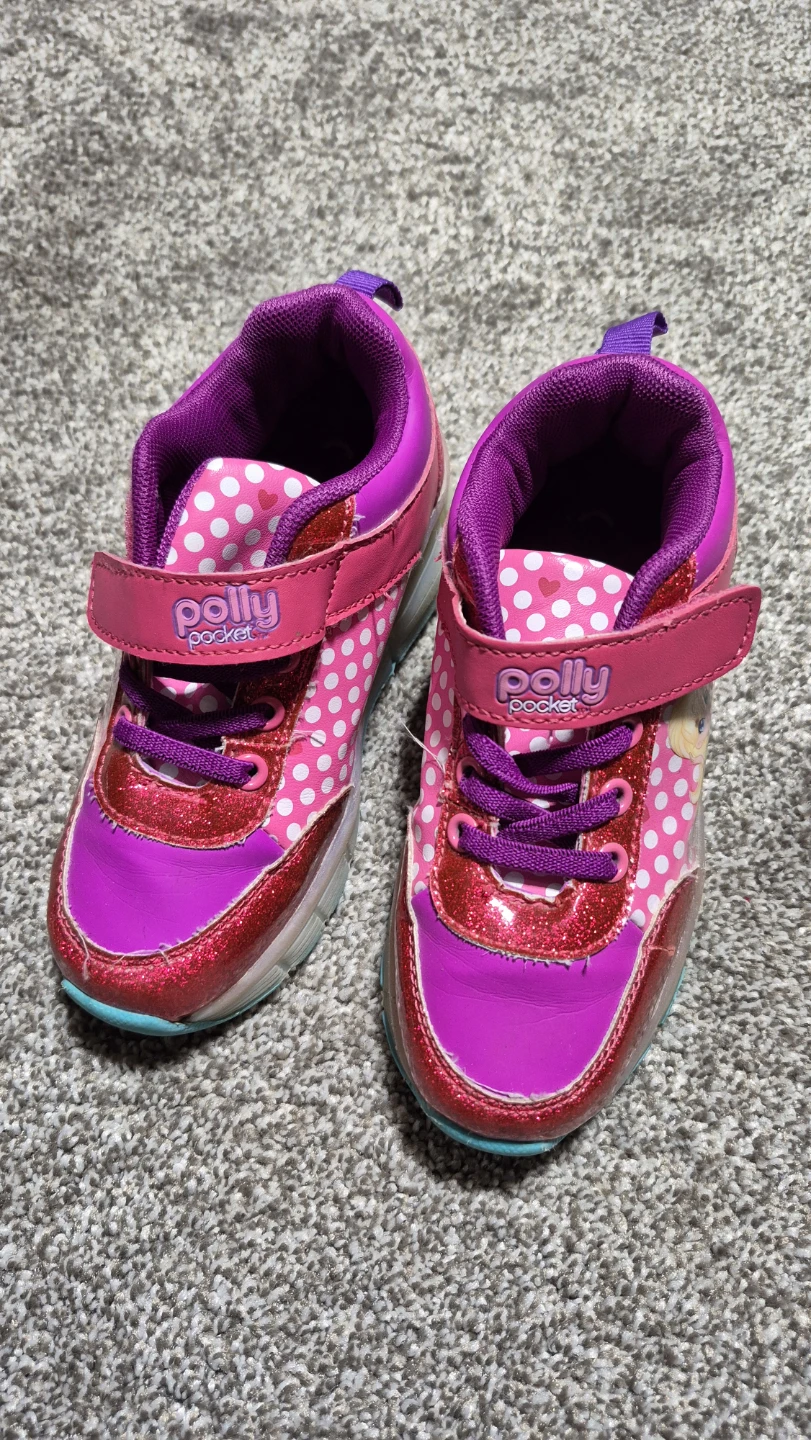 Polly Pocket Pink White Dot Roller Shoes Size Toddler 11