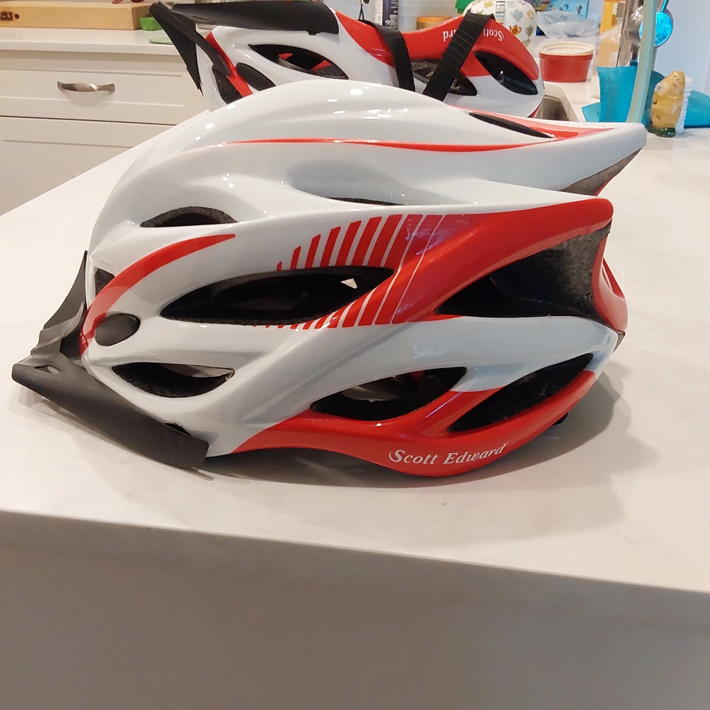 Scott Edward Bicycle Helmets (2) - Red & White