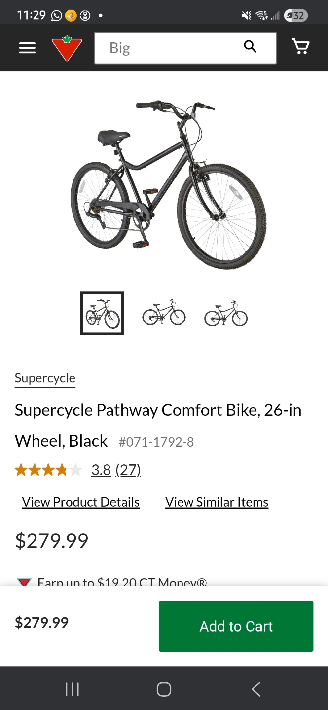 Supercycle Pathway Comfort Bike, 26-in, Black