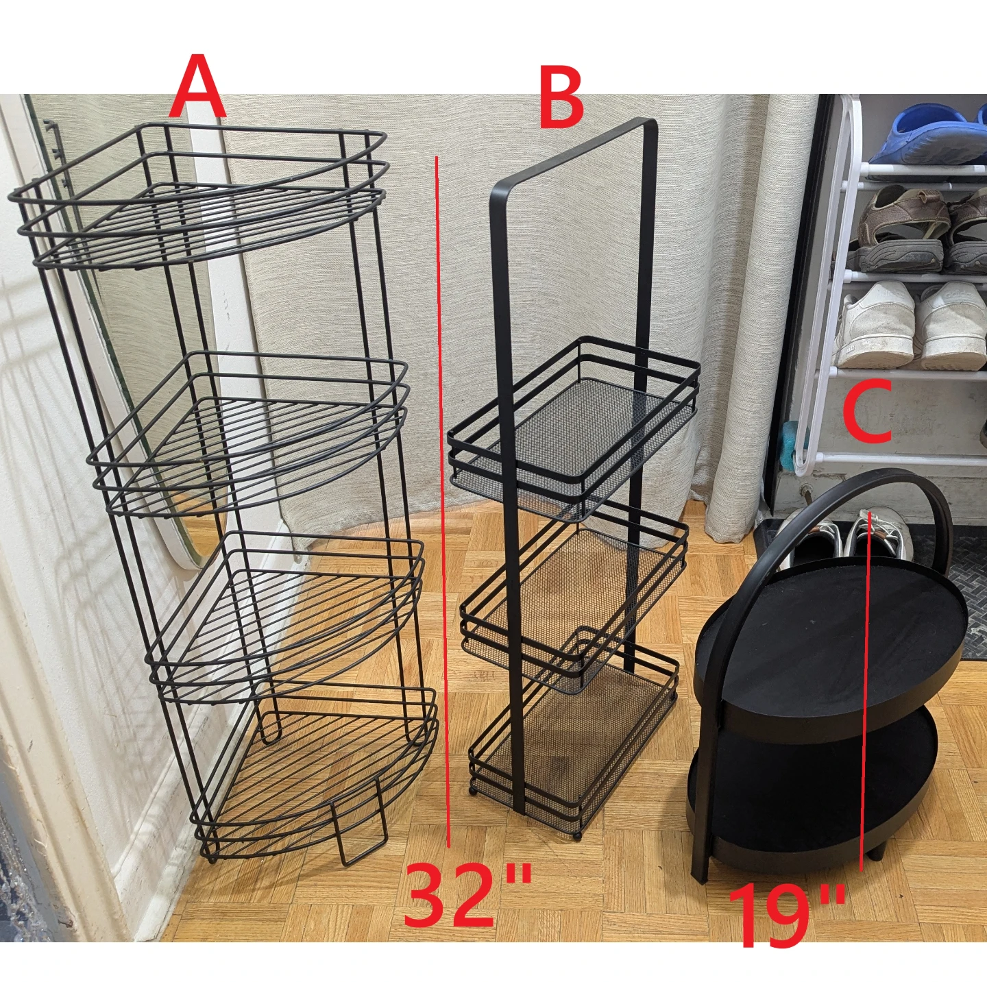 Metal Tower Storage Shelves Floor Caddy Organizer Stand Table