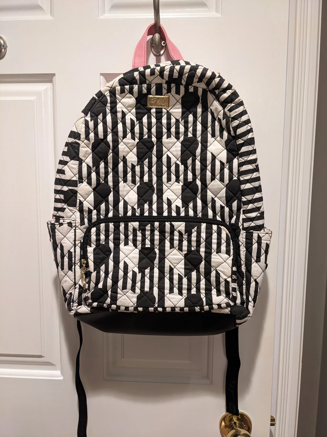 Betsey Johnson Black & White Quilted Backpack
