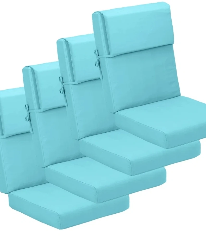 4pk Turquoise Outdoor Chair Cushions 24.2" H x 21.6" W