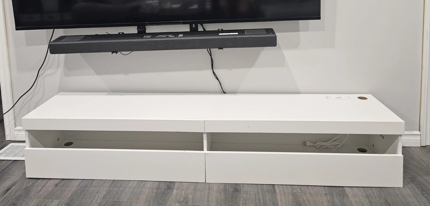 White Floating Media Console with LED Lights