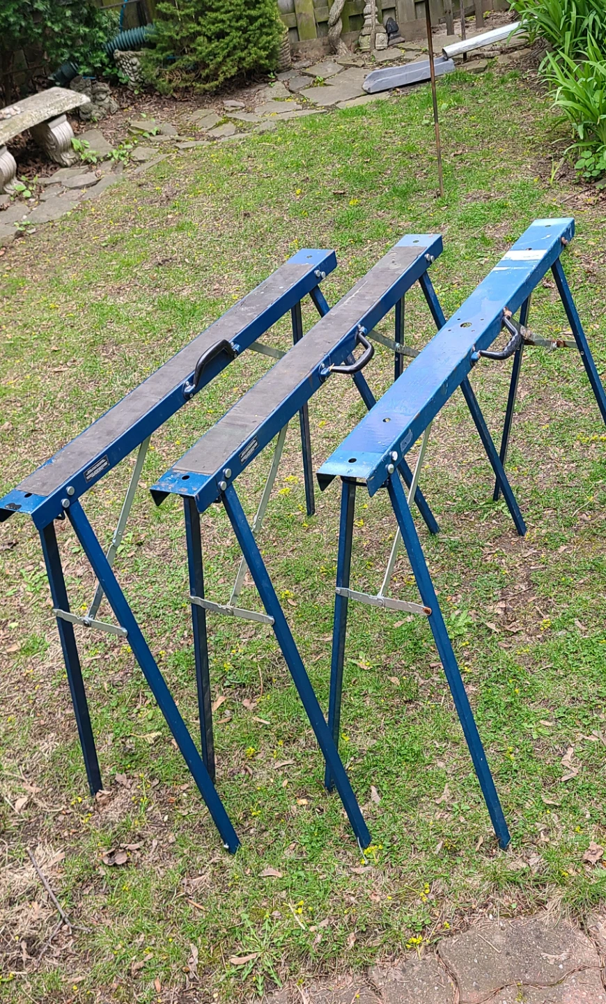 3 Folding Metal Sawhorses