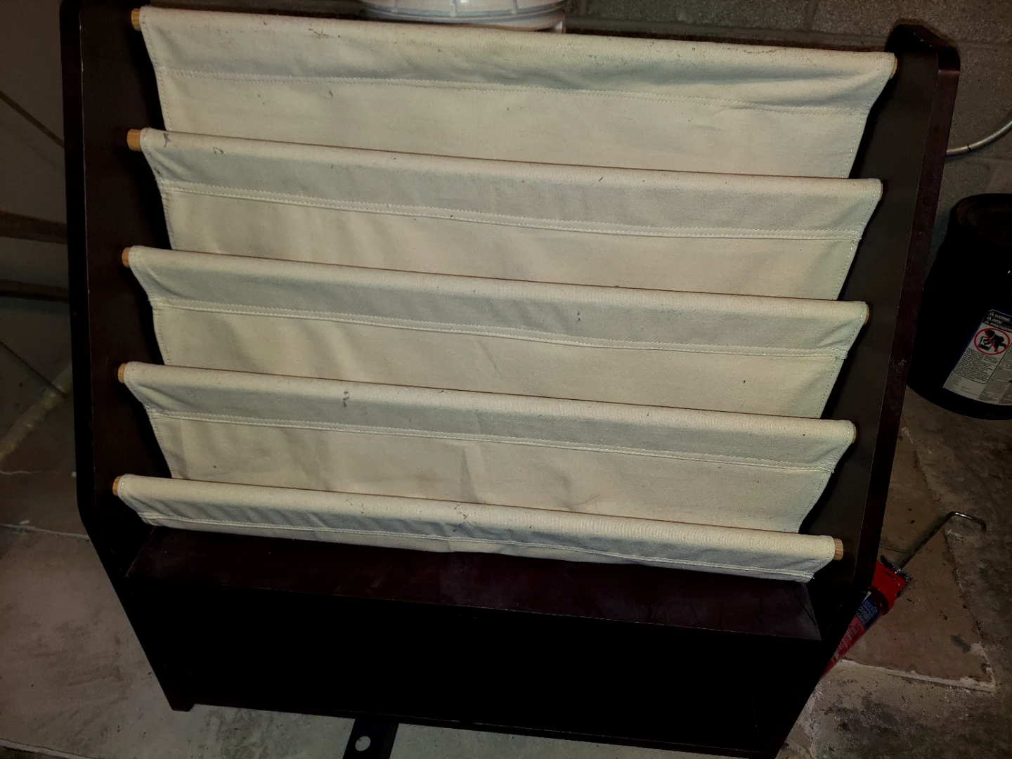 Wooden Bookshelf with Fabric Shelves