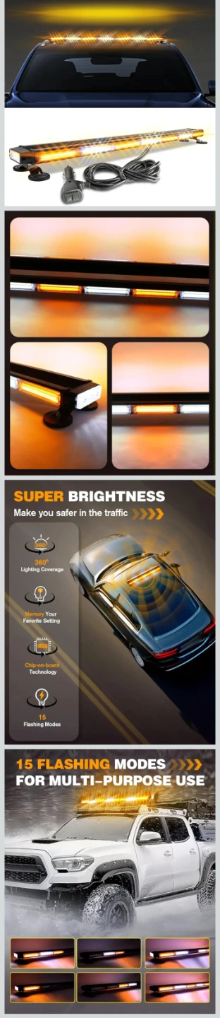 Amber White LED Strobe Light Bar - 42.4 Inch - photo 3