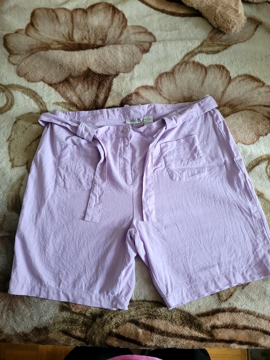 Selene Sport Lavender Linen Blend Shorts 3X🥕🌱