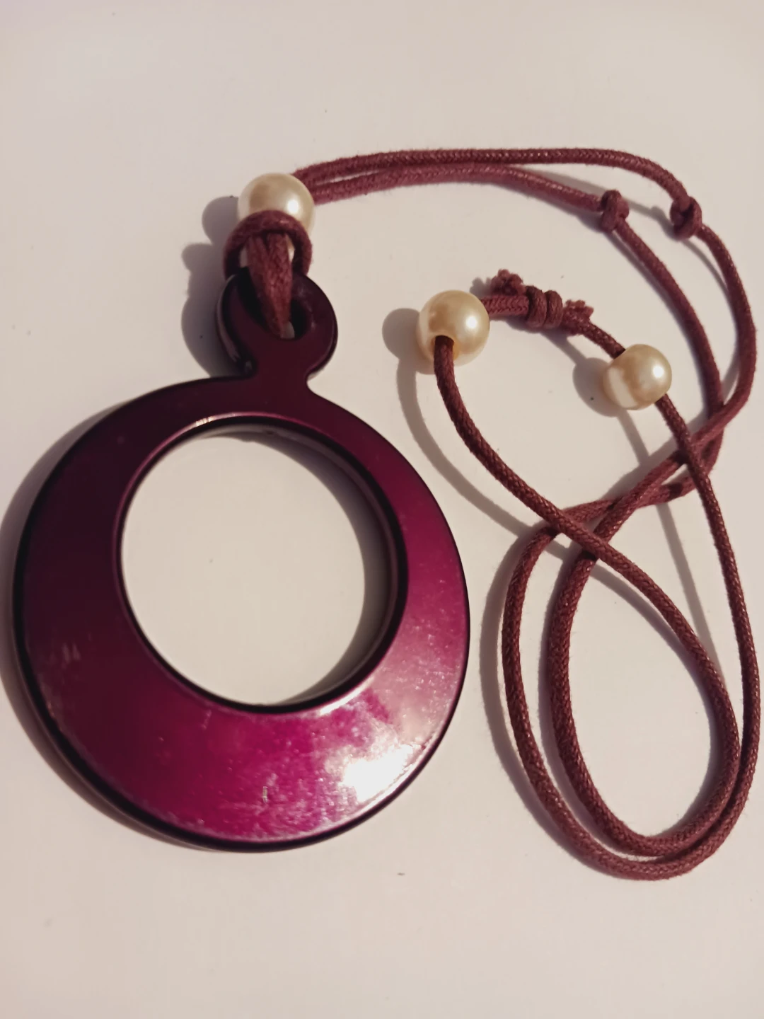 Unique Burgundy Red  Pendant with Pearl Accents Necklace - photo 3