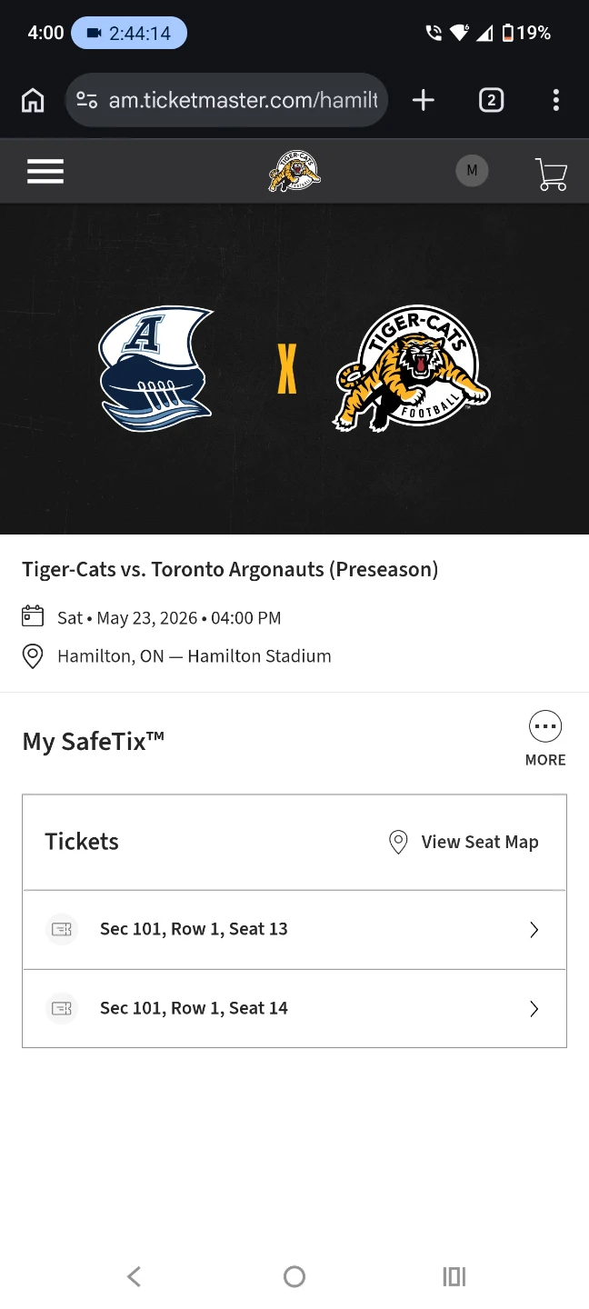 Hamilton Tiger-Cats vs. Toronto Argonauts Preseason Tickets