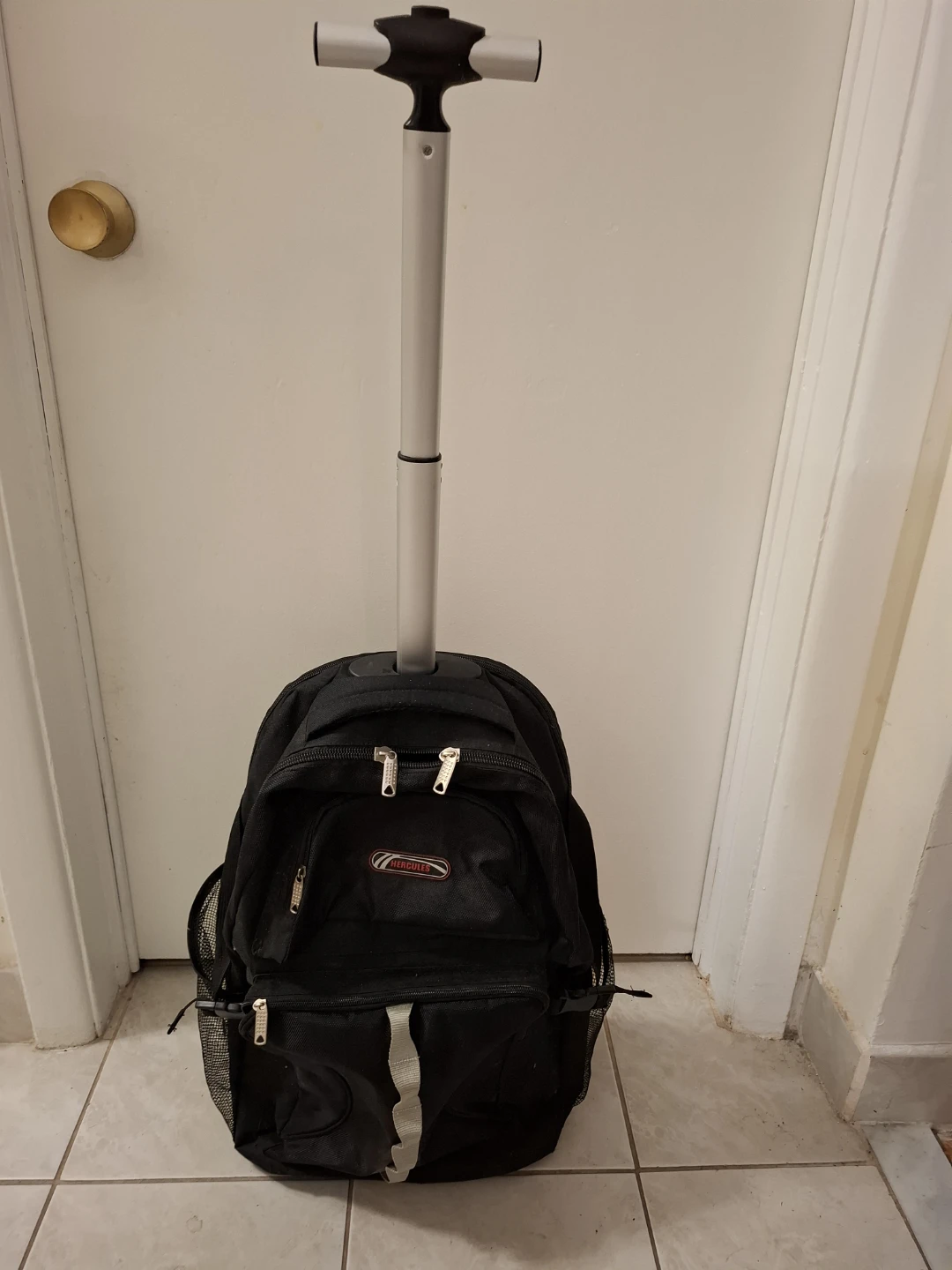 Black Rolling Backpack with Extendable Handle