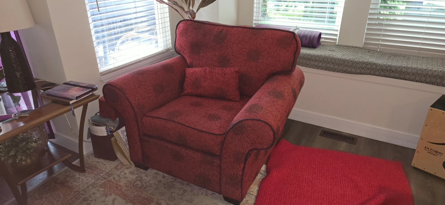 Armchair with Red Floral Pattern