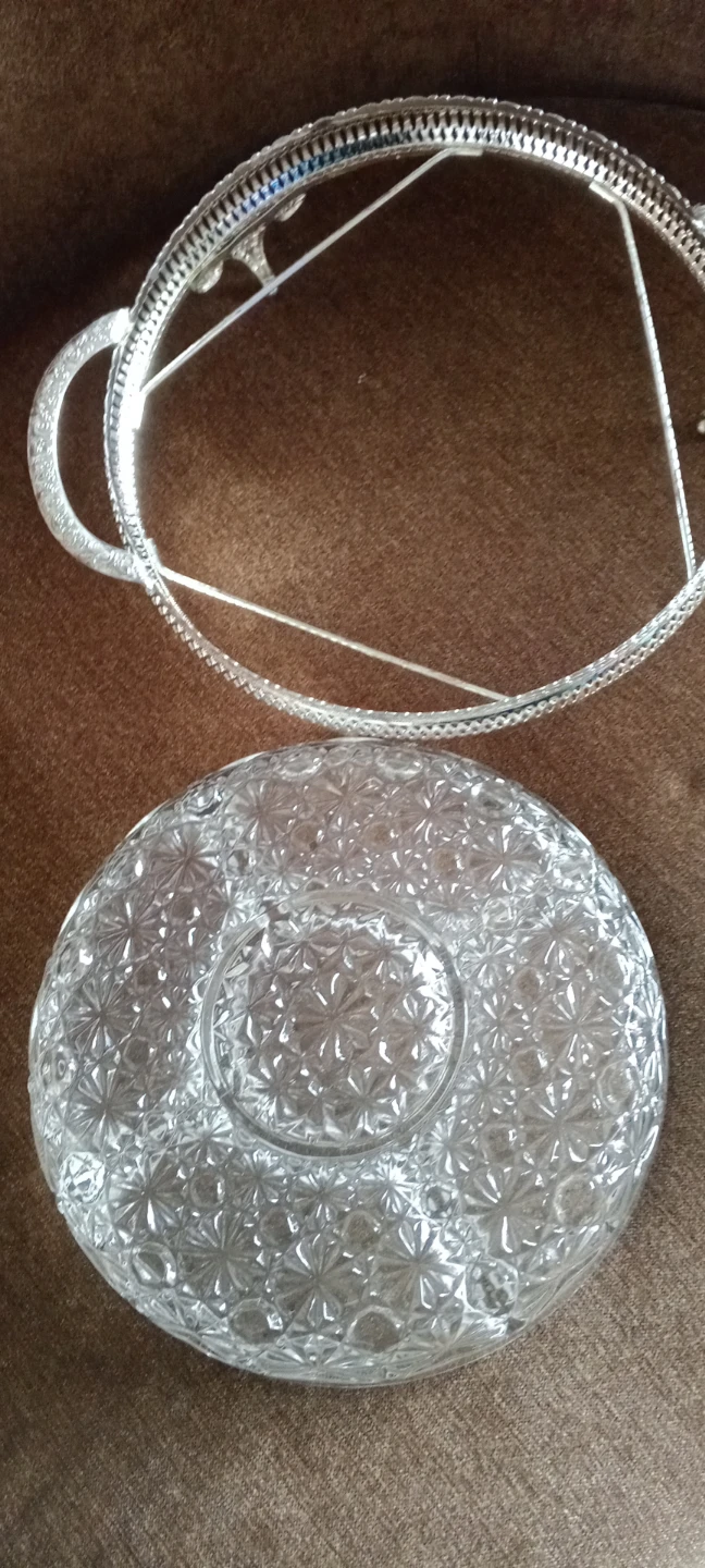 Glass and Silver Plated Serving Tray - photo 2