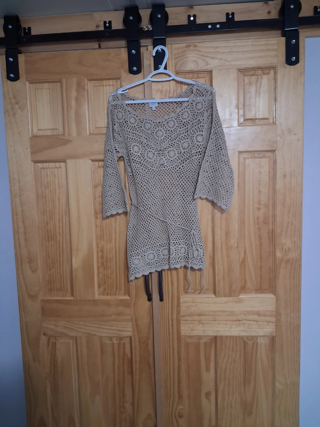 Beige Crochet Swim Cover-Up Tunic