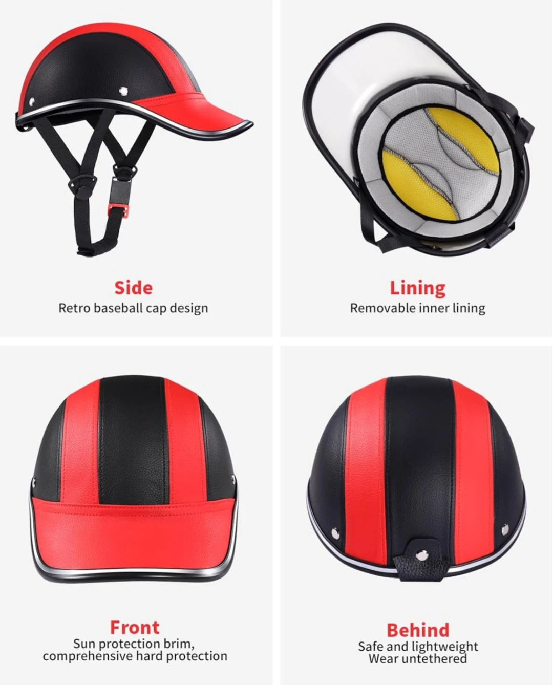 Retro Baseball Cap Motorcycle Helmet - photo 2