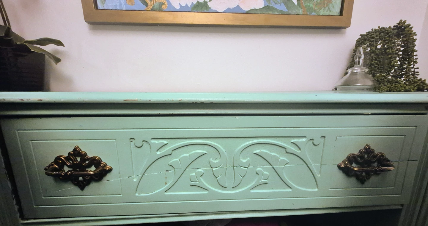 Mint Green Sideboard with Ornate Details - photo 5